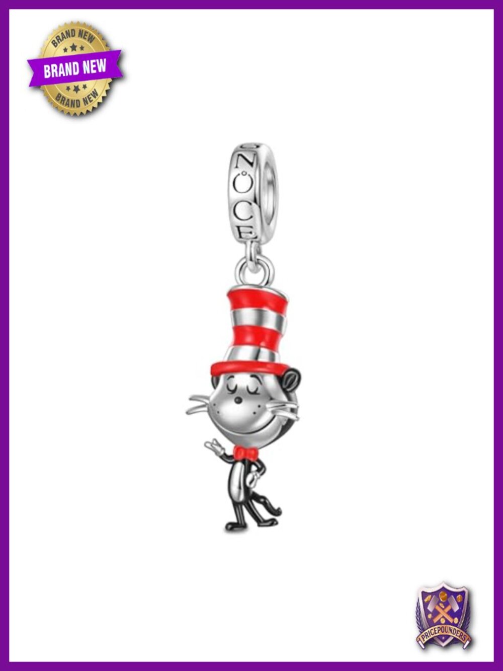 The Cat in the Hat Popcat Charm S925 Sterling Silver Dangle Charm for Women
